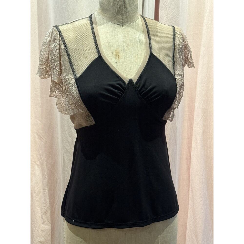 Rare One Off Ann Ferriday Fairycore Lace Mesh Jersey Top M Unworn